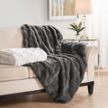 Faux Fur Throw grey-polyester