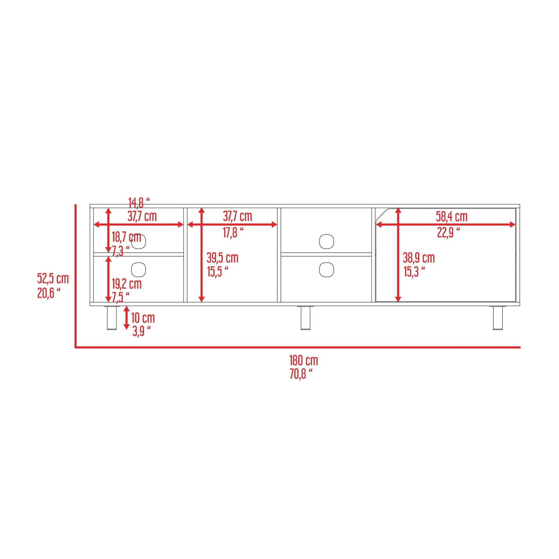 Native Tv Stand For Tv S Up 70", Four Open