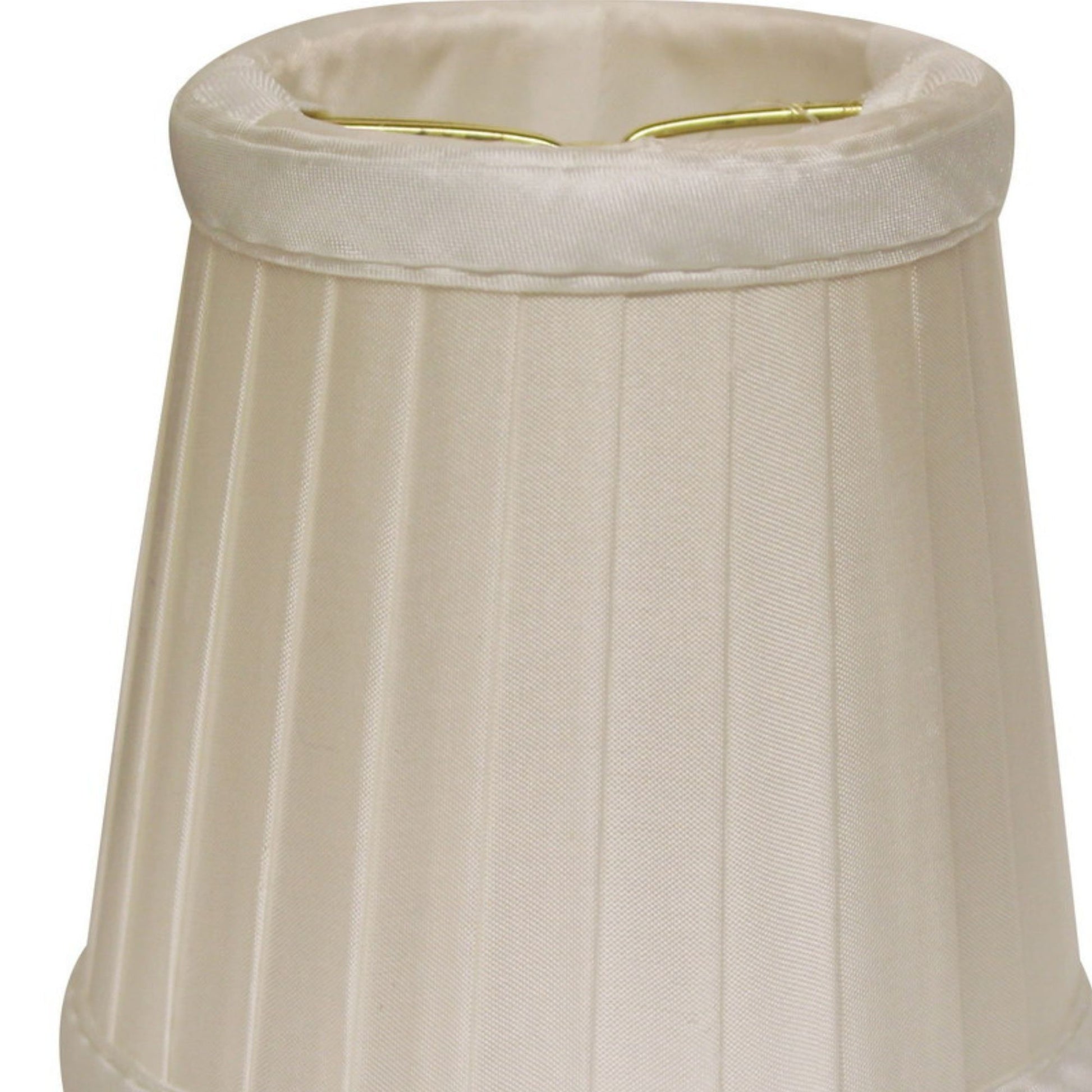 Slant Side Pleat Chandelier Lampshade with Flame Clip white-silk