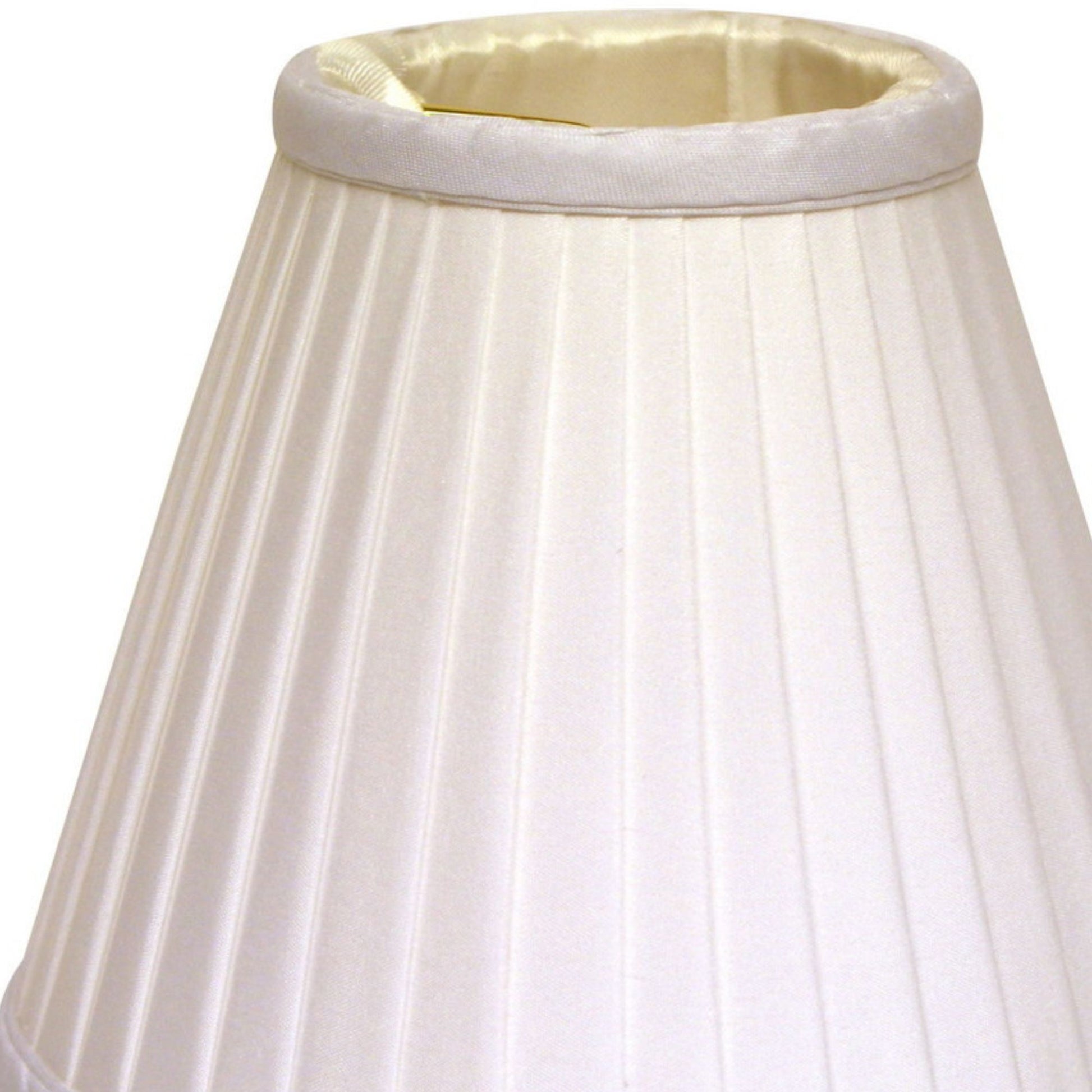 Slant Side Pleat Chandelier Lampshade with Flame Clip white-silk