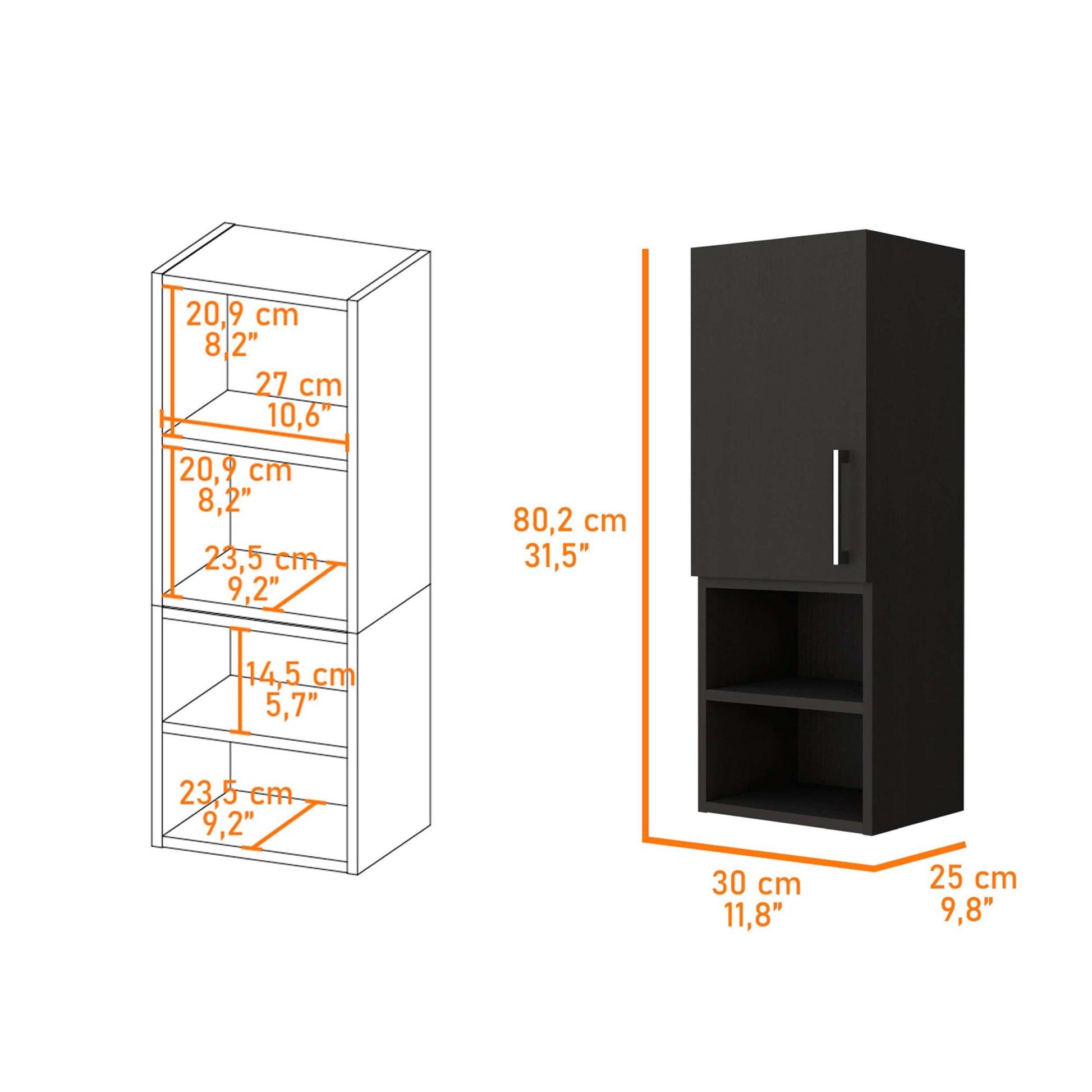 Praia Medicine Cabinet, Four Shelves Single Door