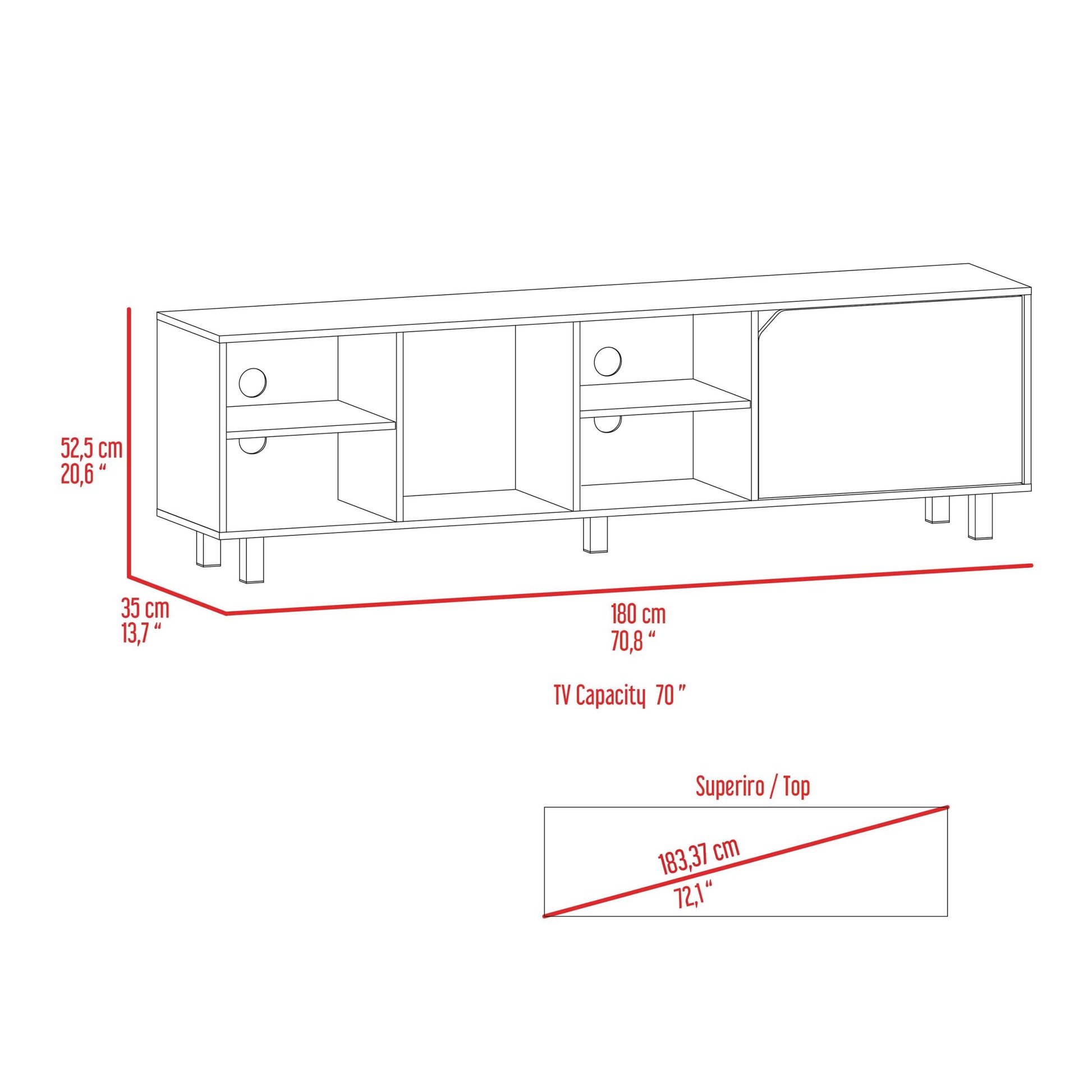 Native Tv Stand For Tv S Up 70", Four Open