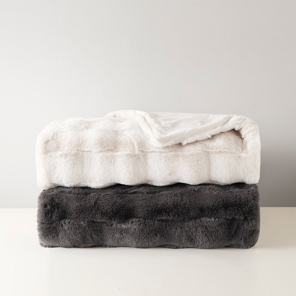 Faux Fur Throw grey-polyester