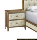 Beautiful Walnut Finish Nightstand 1pc Designed walnut-2 drawers-bedroom-drawer