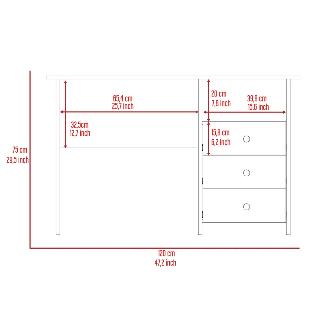 Tampa Computer Desk With 2 Drawers - Beige