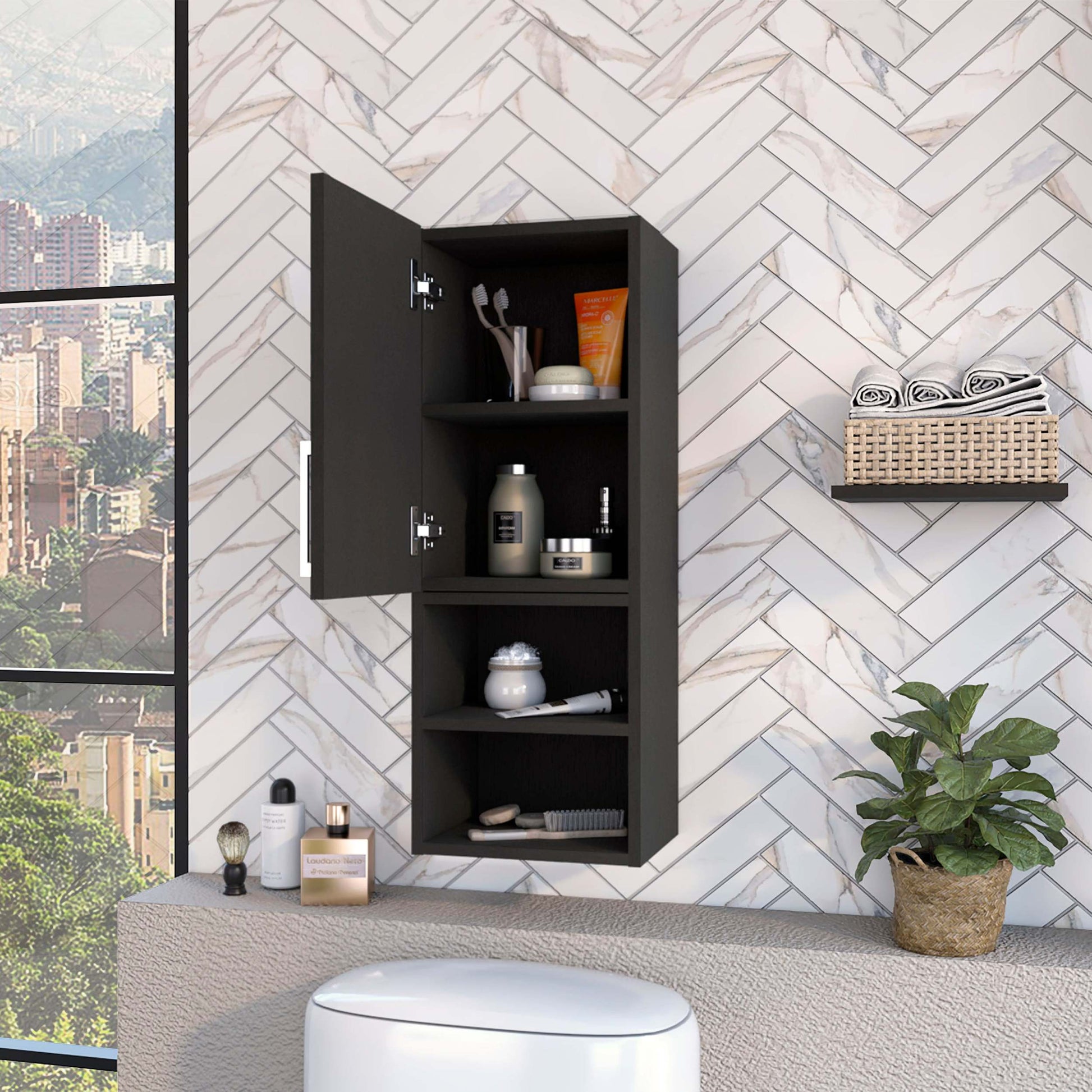 Praia Medicine Cabinet, Four Shelves Single Door