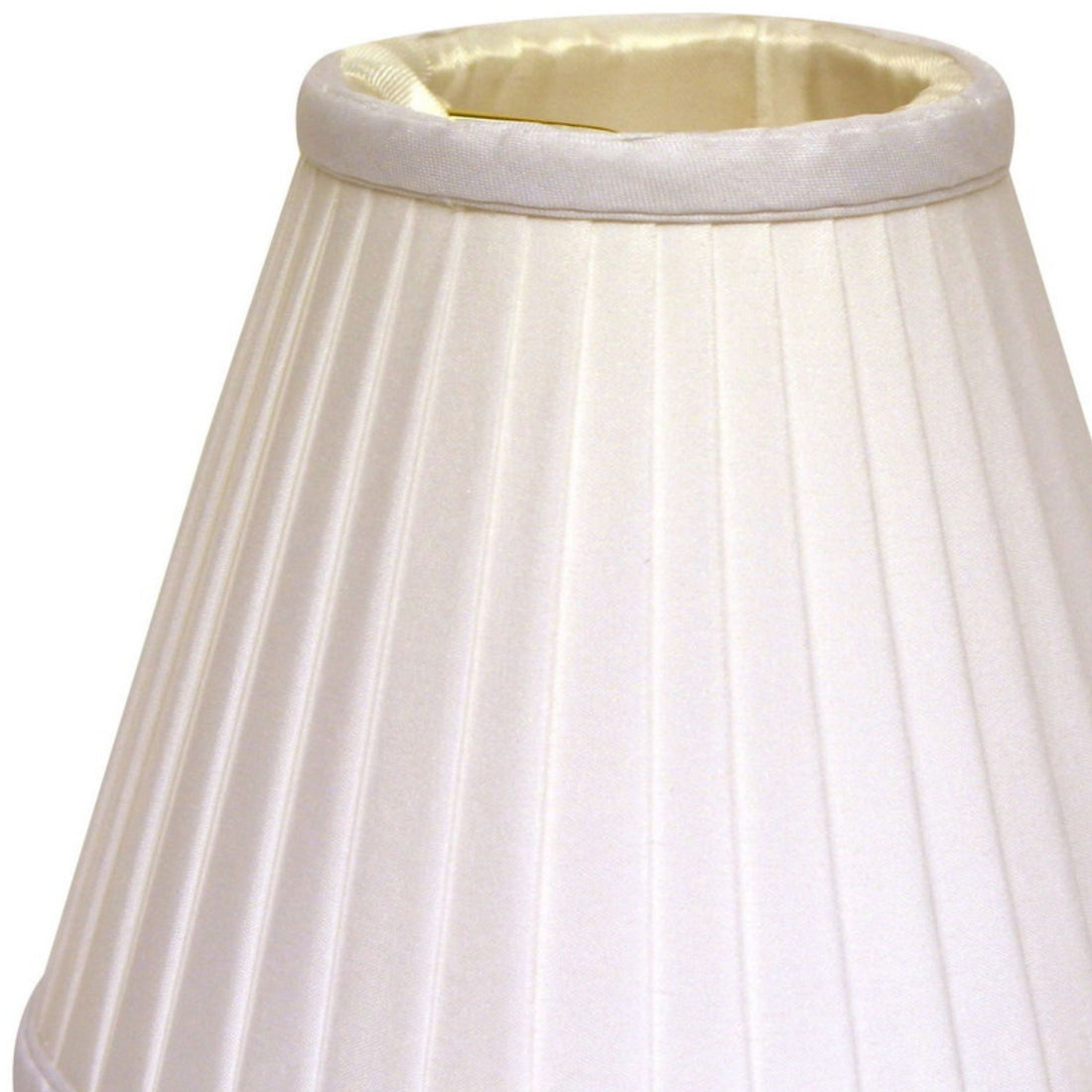 Slant Side Pleat Chandelier Lampshade with Flame Clip white-silk