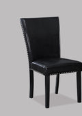 2pc Transitional Upholstered Side Chair with Nailhead polyurethane-black-dining