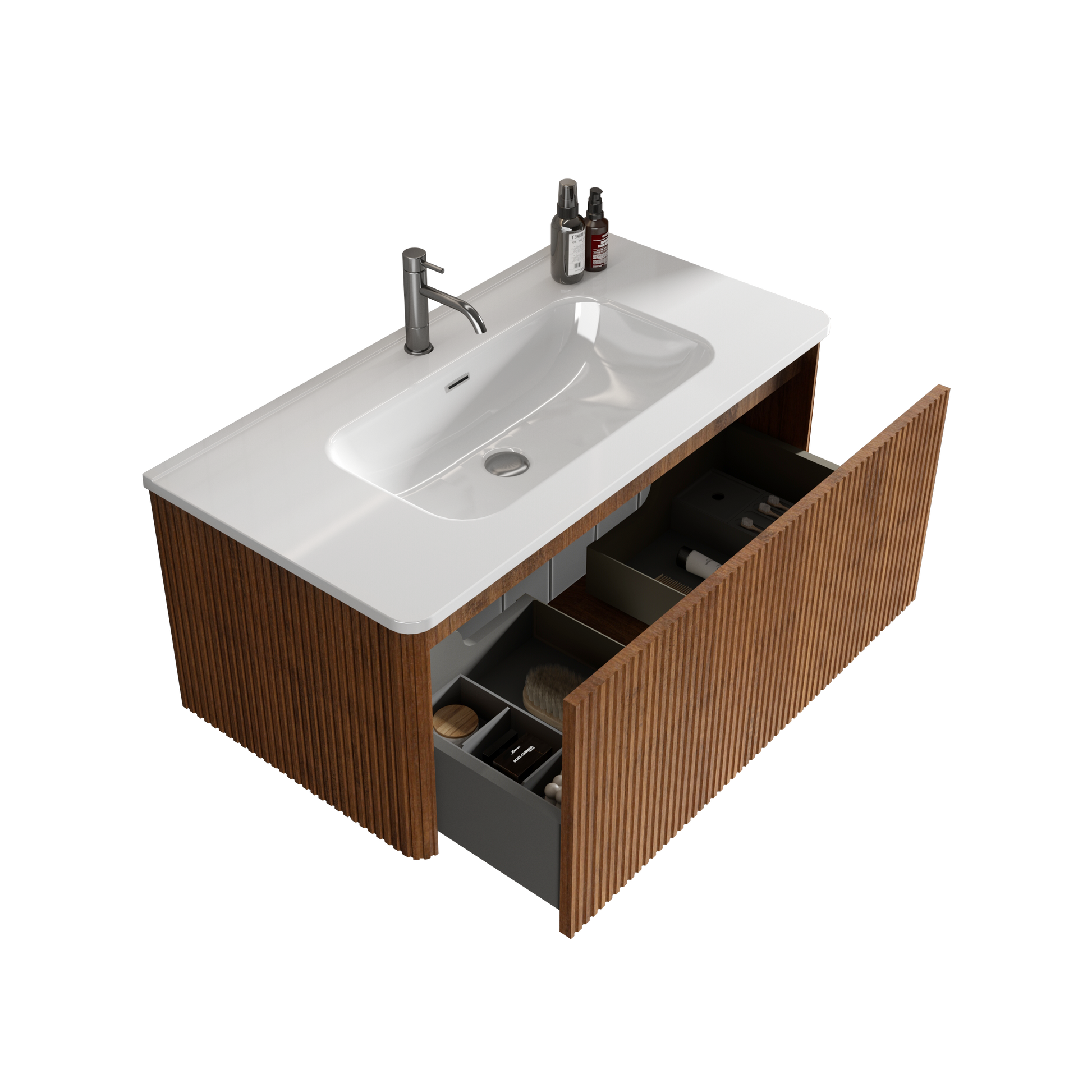 Bb0436Y301, Integrated White Ceramic Basin, Drain