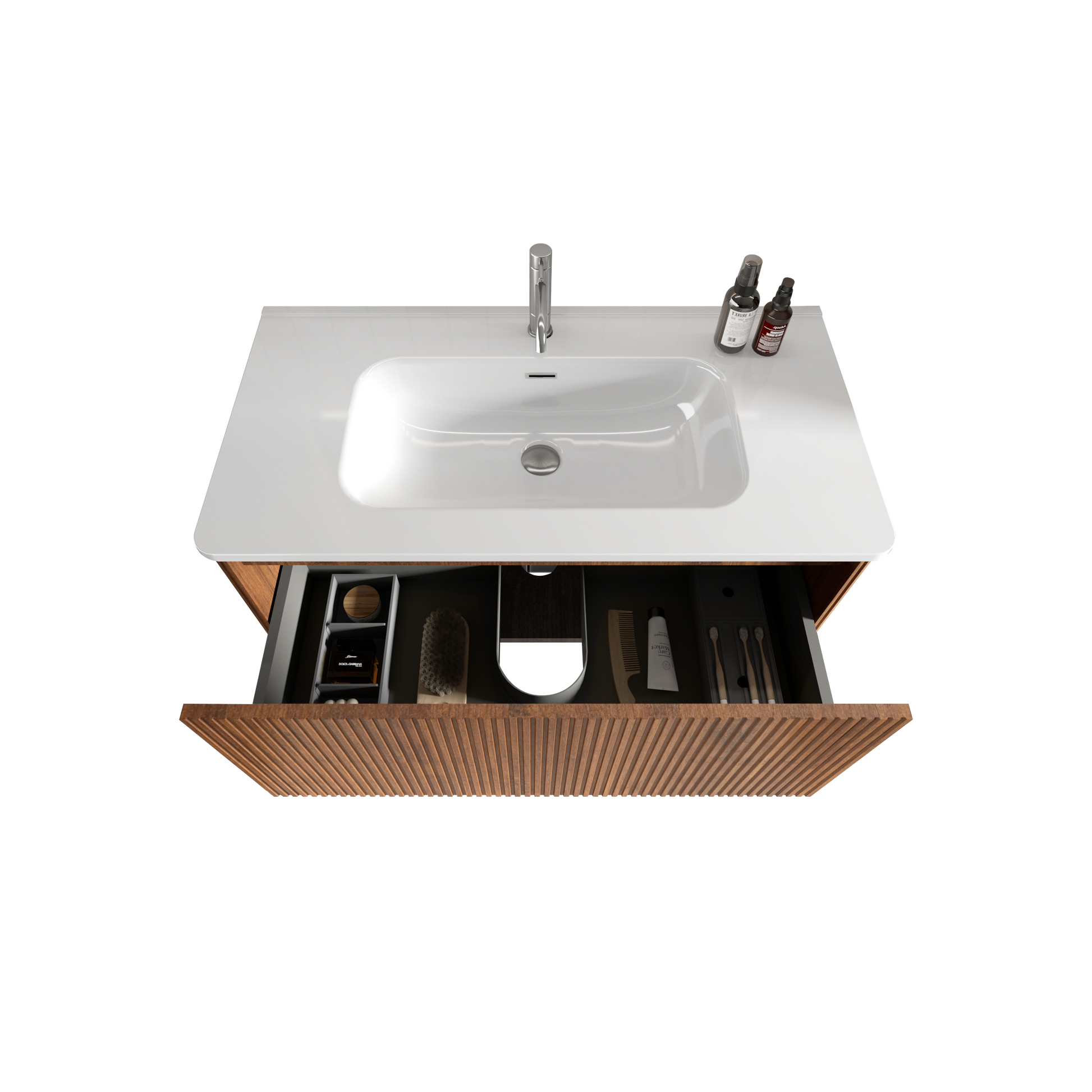 Bb0436Y301, Integrated White Ceramic Basin, Drain