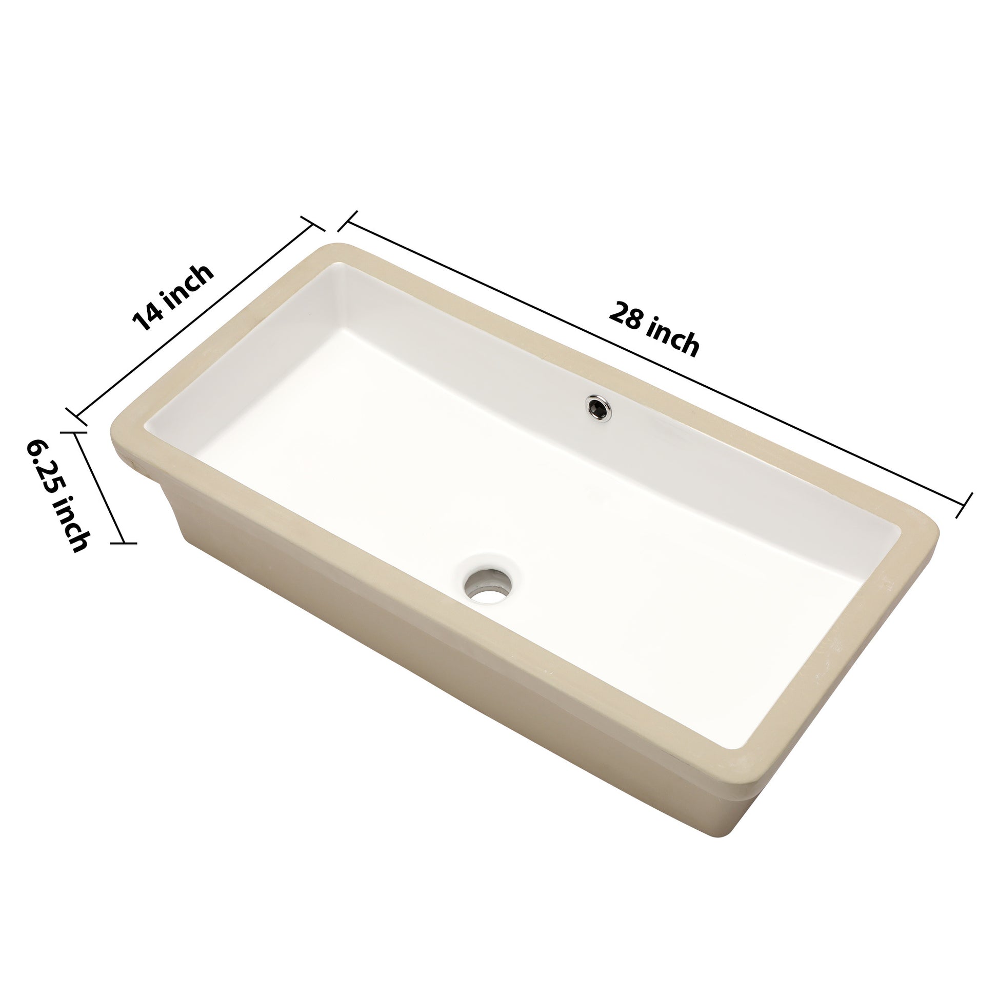 28"x14" White Ceramic Rectangular Undermount Bathroom white-ceramic