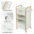 Locking Salon Storage Cabinet,Beauty Barber Salon gold+white-modern-mdf-mdf+metal