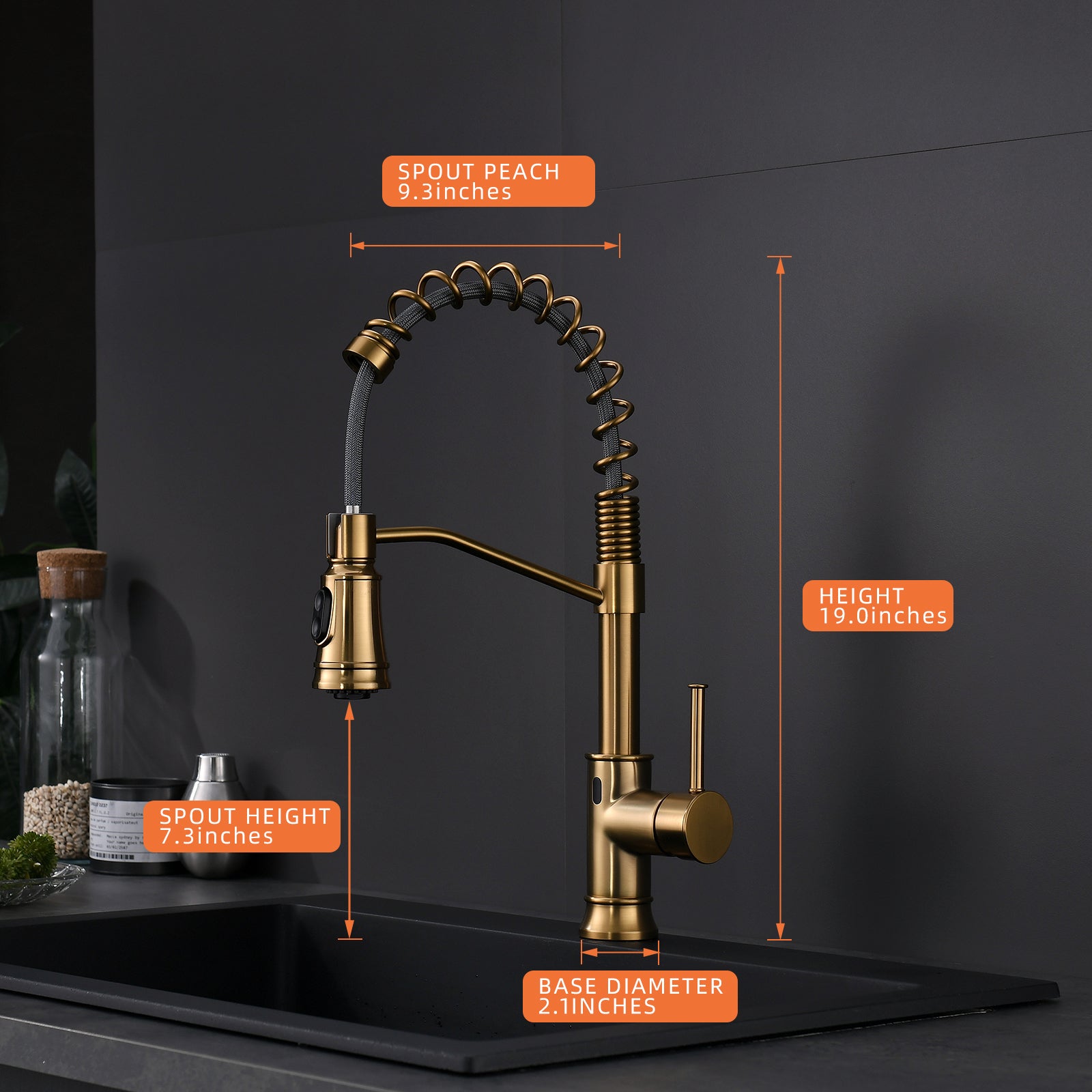 Touchless Kitchen Faucet,Hands Free Automatic Smart brushed gold-kitchen-contemporary-ceramic-brass