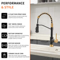 Touchless Kitchen Faucet,Hands Free Automatic Smart black+gold-kitchen-contemporary-ceramic-brass