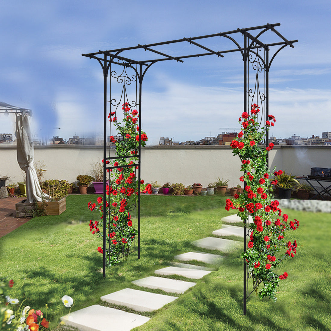 Metal Garden Arch L80.3'' X W20.47'' X H81.1'' -