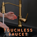 Touchless Kitchen Faucet,Hands Free Automatic Smart brushed gold-kitchen-contemporary-ceramic-brass