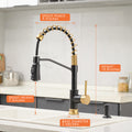 Touchless Kitchen Faucet,Hands Free Automatic Smart black+gold-kitchen-contemporary-ceramic-brass