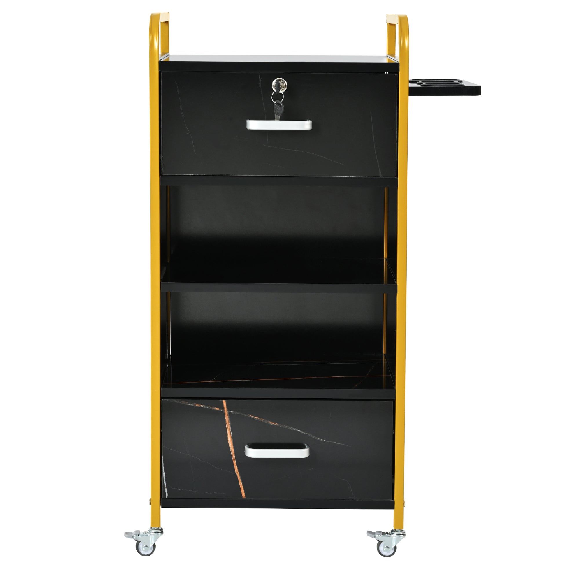 Locking Salon Storage Cabinet,Beauty Barber Salon gold+black-modern-mdf-mdf+metal