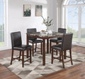 Classic Stylish Espresso Finish 5pc Counter Height upholstered chair-wood-espresso-solid back-seats