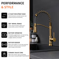 Touchless Kitchen Faucet,Hands Free Automatic Smart brushed gold-kitchen-contemporary-ceramic-brass