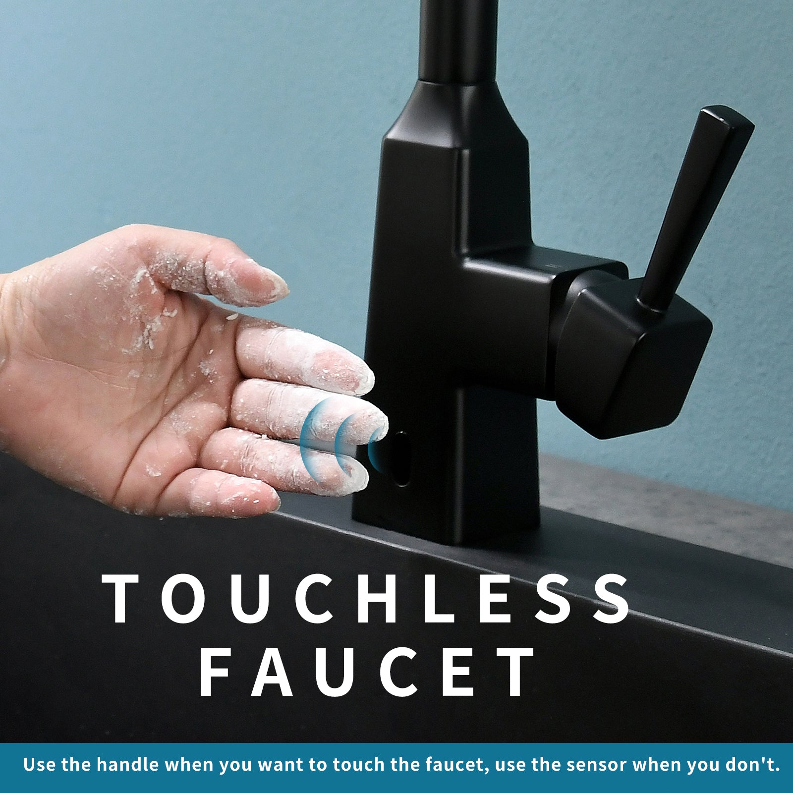 Touchless Kitchen Faucet,Hands Free Automatic Smart black-kitchen-contemporary-ceramic-brass