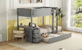 Twin Over Twin Bunk Bed with Twin size Trundle gray-solid wood