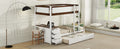 Twin Over Twin Bunk Bed with Twin size Trundle white+walnut-solid wood