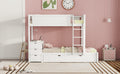 Twin Over Twin Bunk Bed with Twin size Trundle white-solid wood