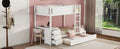 Twin Over Twin Bunk Bed with Twin size Trundle white-solid wood