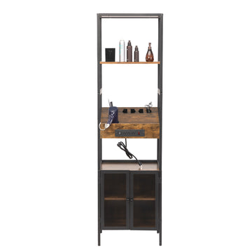 Salon Storage Cabinet with Open Shelves and Hair