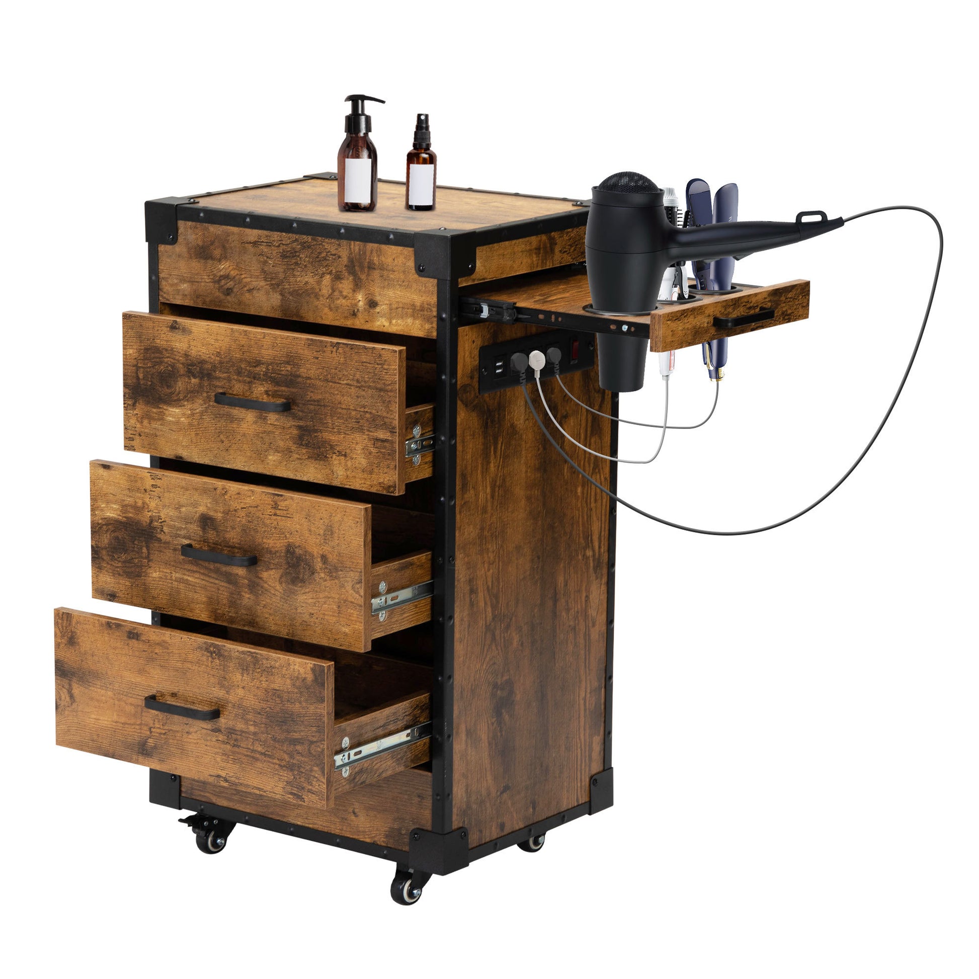 Industrial Salon Beauty Styling Station, 4 Wheel