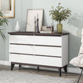 6 Drawer Double Dresser with Wide Drawers,White white-particle board