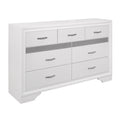 Modern Glam Dresser of 7 Drawers White and Silver silver+white-bedroom-contemporary-modern-wood