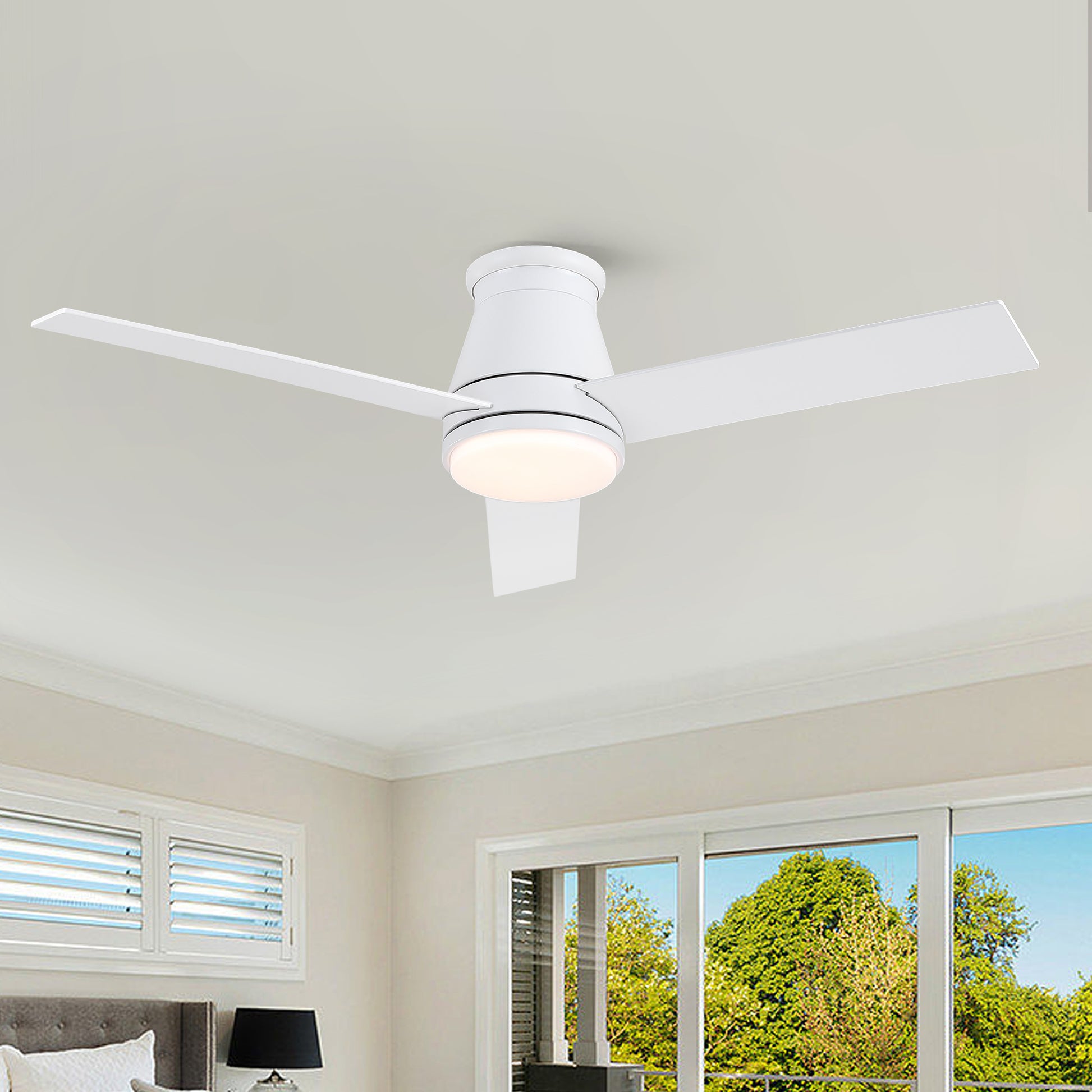 48" White Blades Lowe Profile Ceiling Fans with