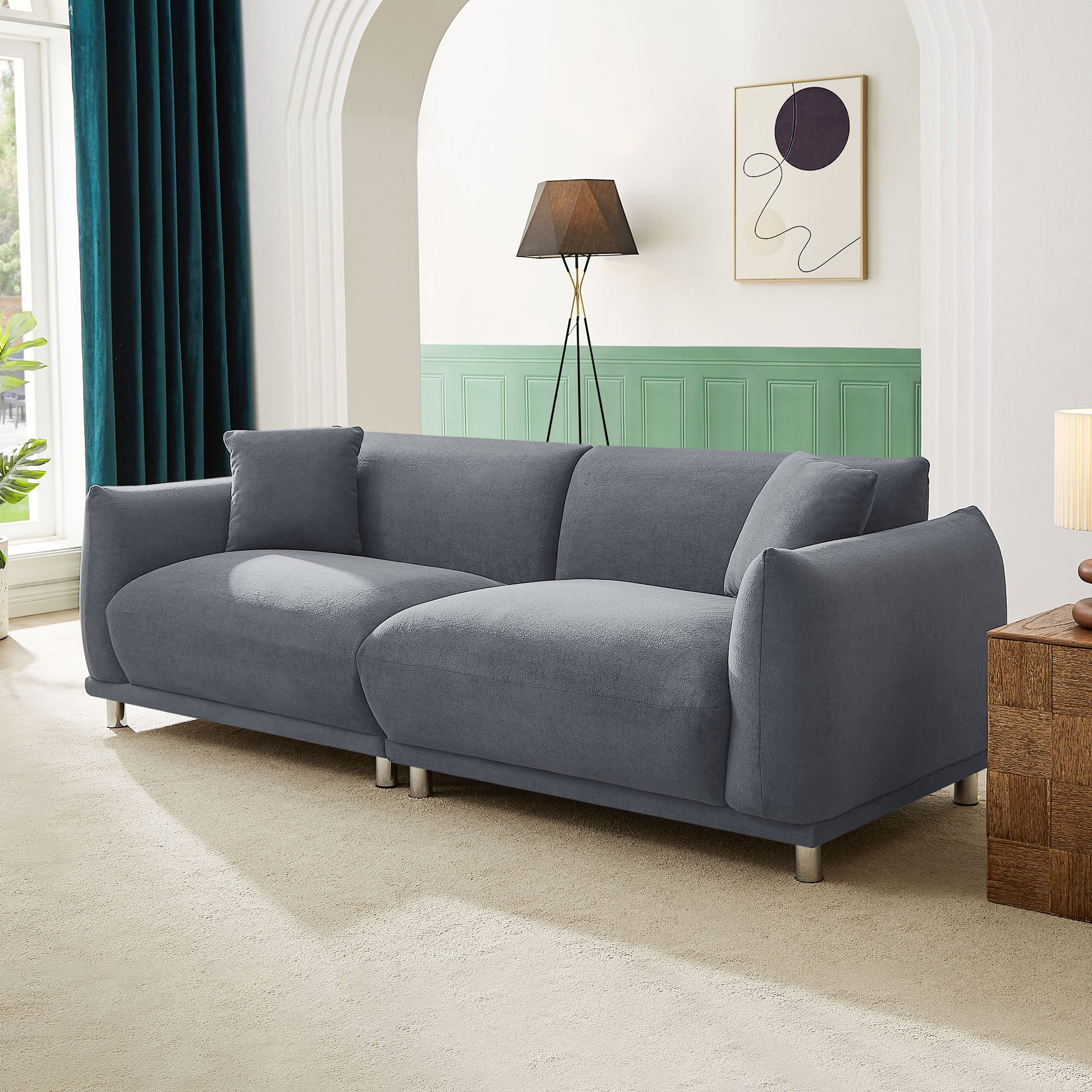 88.58" Sofa, Comfy Sofa Couch with Extra Deep Seats dark grey-polyester