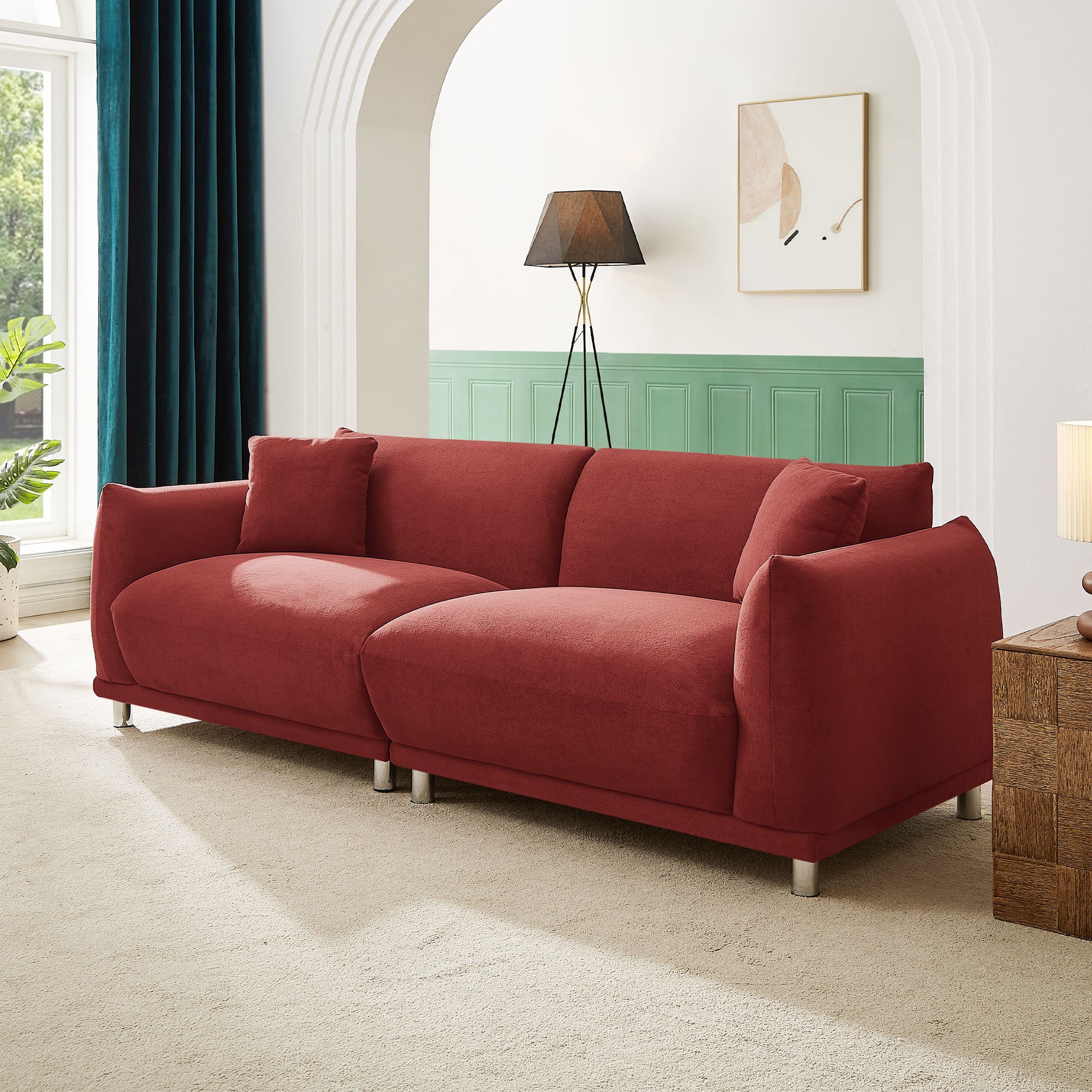 Loveseat Sofa Couch for Modern Living Room,2 Seater red-polyester