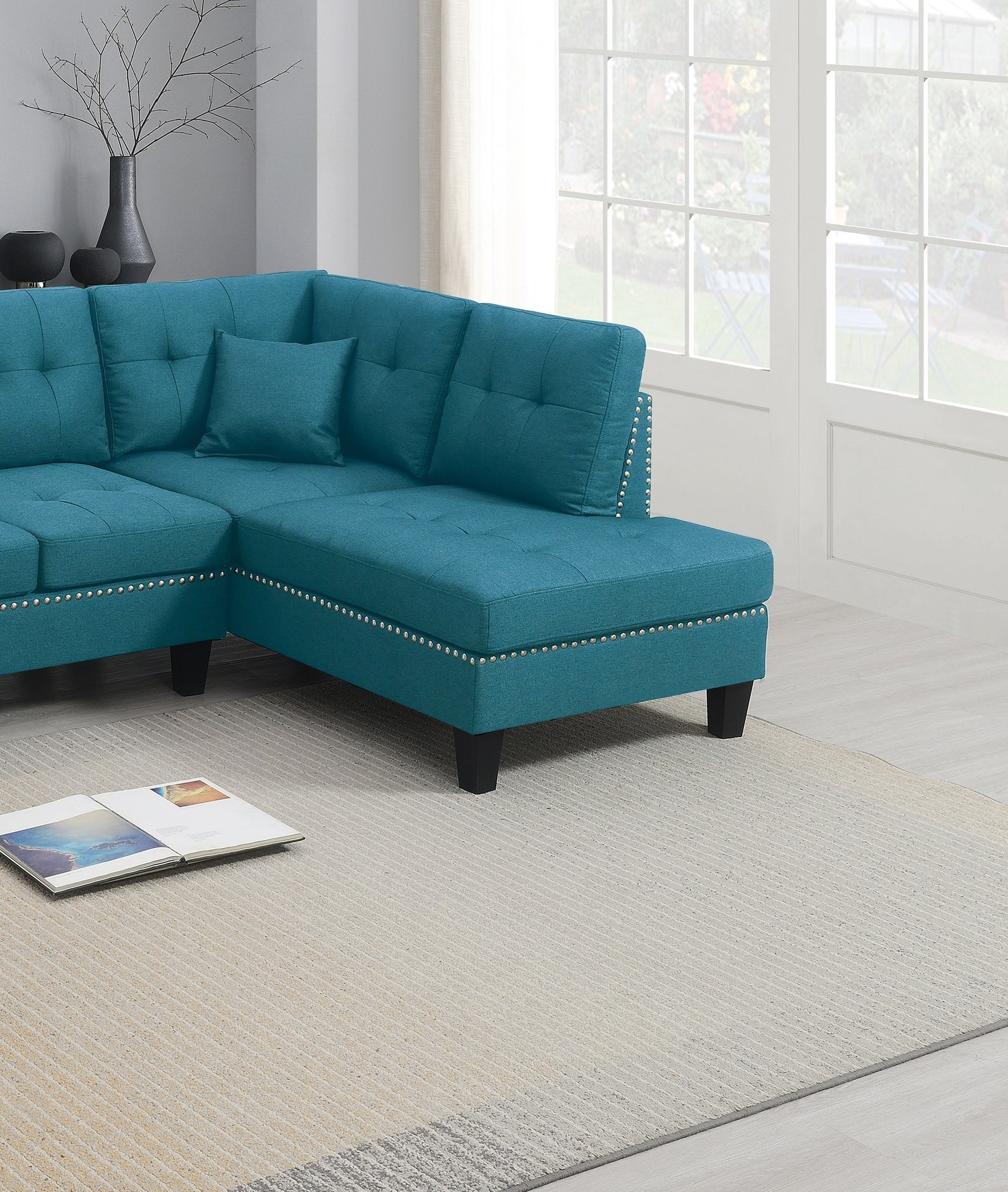 2 PCS SECTIONAL SET Living Room Furniture LAF Sofa And blue-primary living