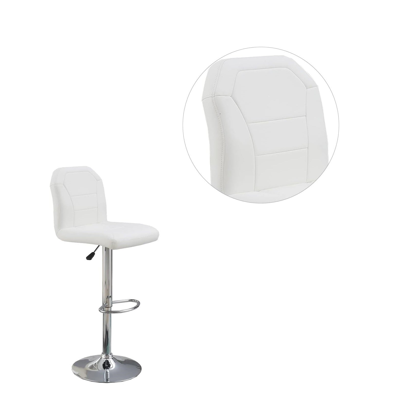 Adjustable Bar stool Chair White Faux Leather Clean white-dining room-contemporary-modern-bar