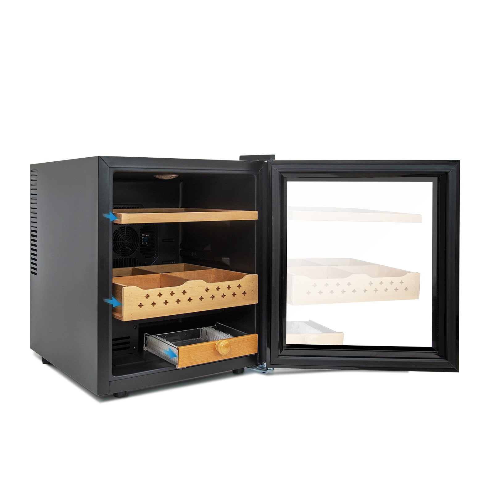 50L Cigar Humidors with 3 IN 1 Cooling, Heating & black-steel