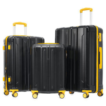 Hardside Luggage Sets 3 Pieces, Expandable Luggages black-abs