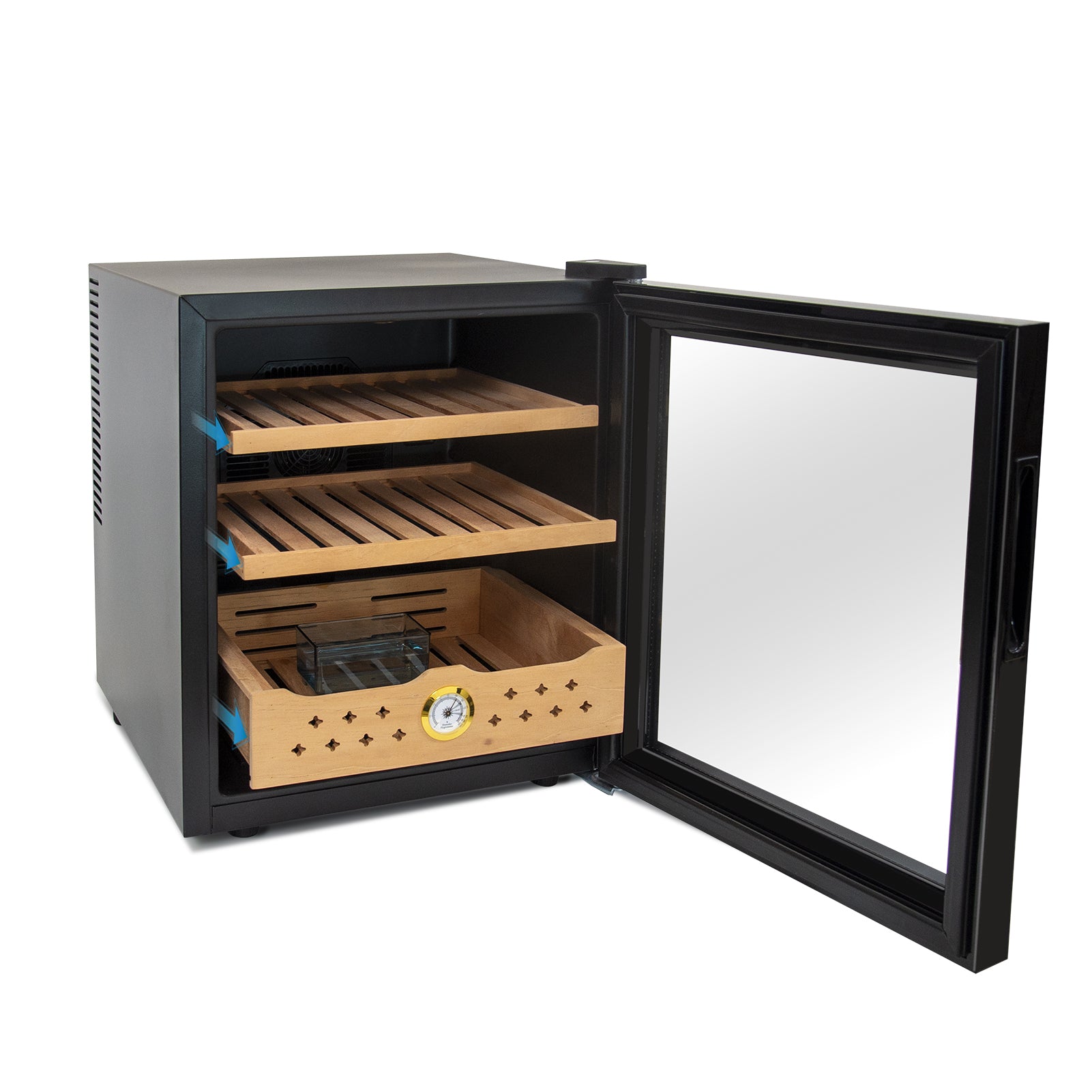 50L Cigar Humidors with Cooling and Heating Function black-steel