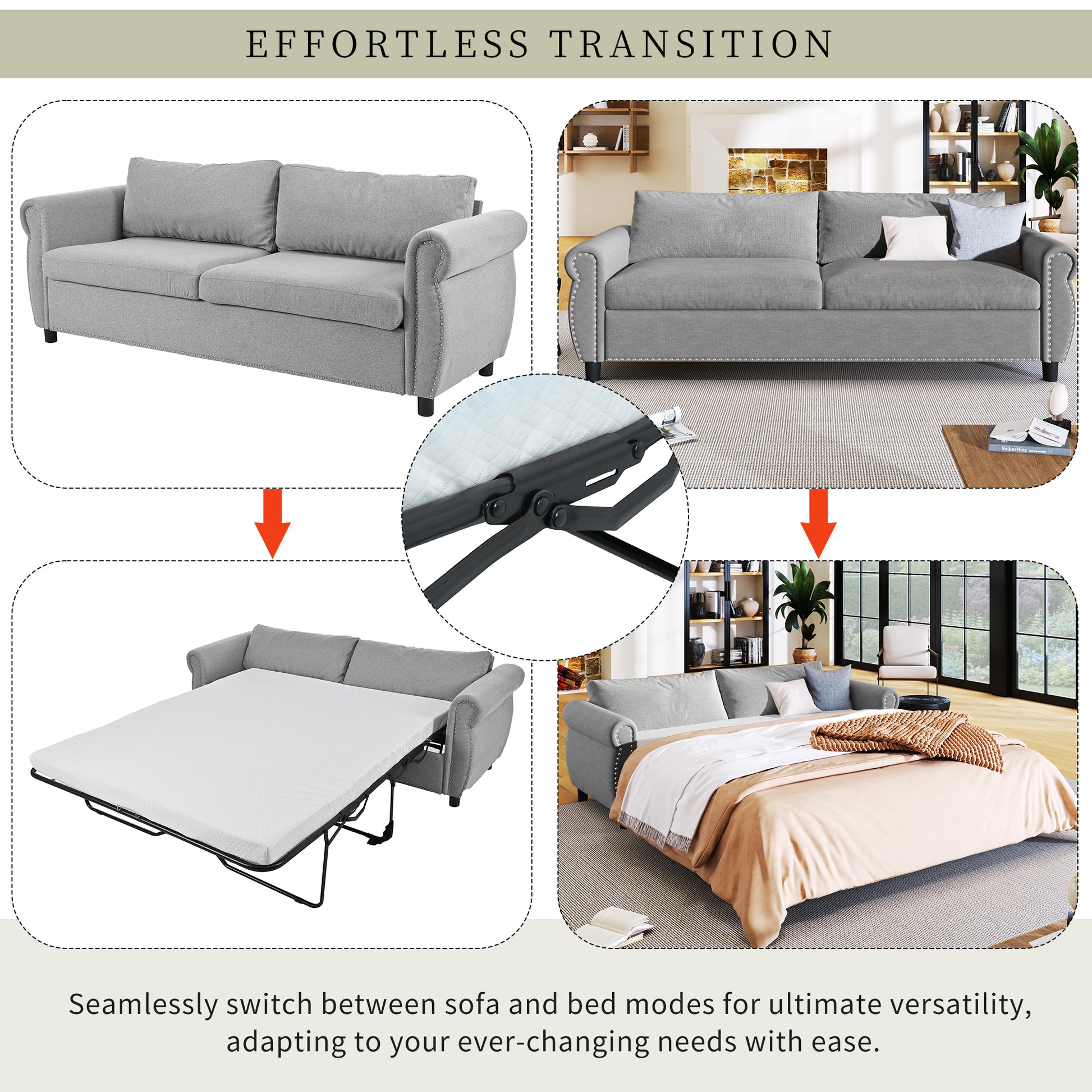 80.7'' 2 In 1 Sofa Bed Sleeper With Large Memory