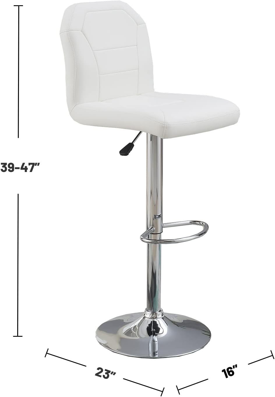 Adjustable Bar stool Chair White Faux Leather Clean white-dining room-contemporary-modern-bar