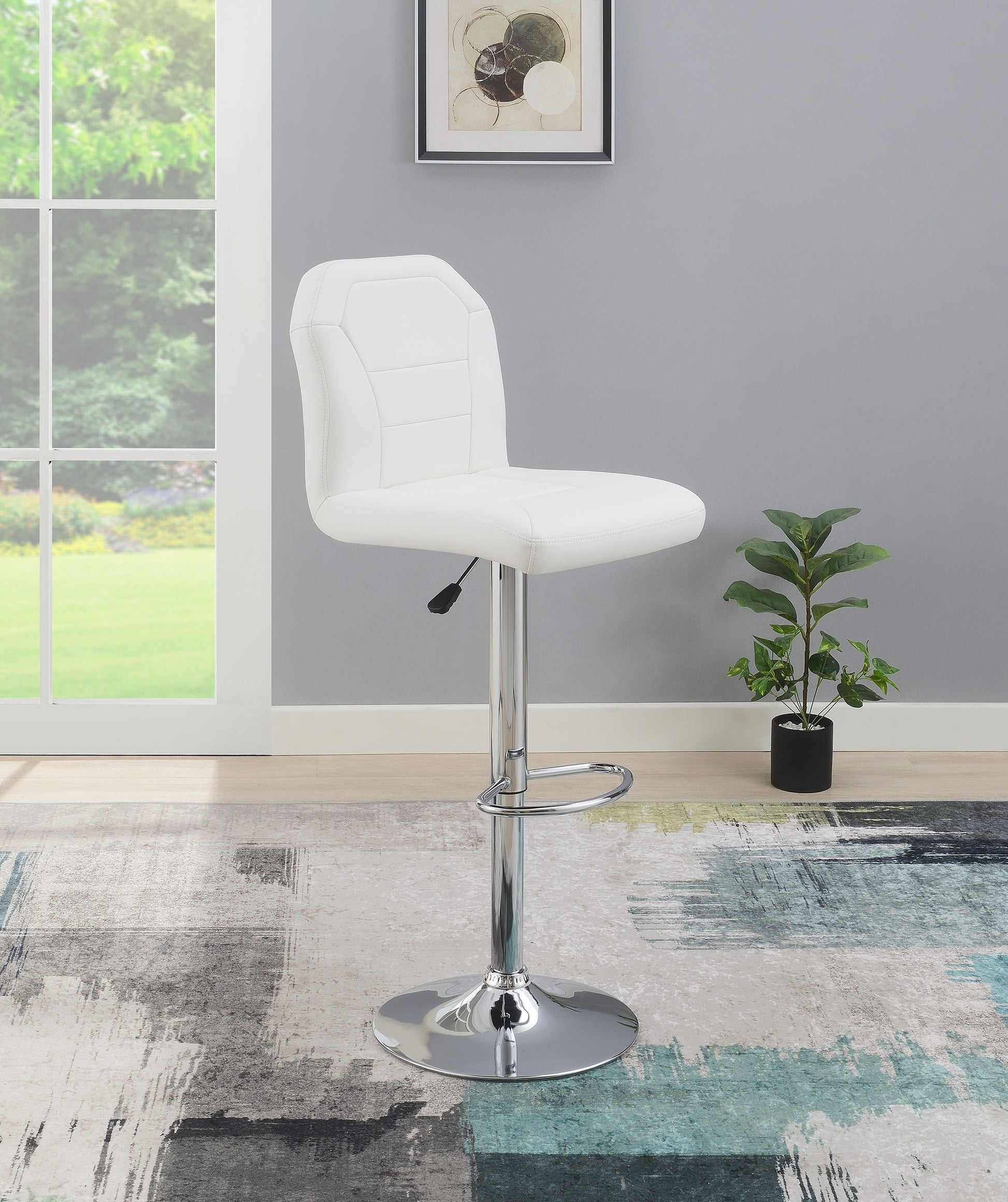 Adjustable Bar stool Chair White Faux Leather Clean white-dining room-contemporary-modern-bar