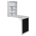 Floating Wall Mounted Table, Foldable Desk with white+black-mdf