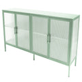 Stylish 4 Door Tempered Glass Cabinet with 4 Glass mint green-tempered glass+sheet metal+plastic