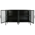 Stylish 4 Door Tempered Glass Cabinet with 4 Glass black-tempered glass+sheet metal+plastic