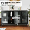 Stylish 4 Door Tempered Glass Cabinet with 4 Glass black-tempered glass+sheet metal+plastic