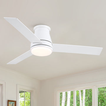 48" White Blades Lowe Profile Ceiling Fans with