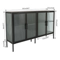 Stylish 4 Door Tempered Glass Cabinet with 4 Glass black-tempered glass+sheet metal+plastic